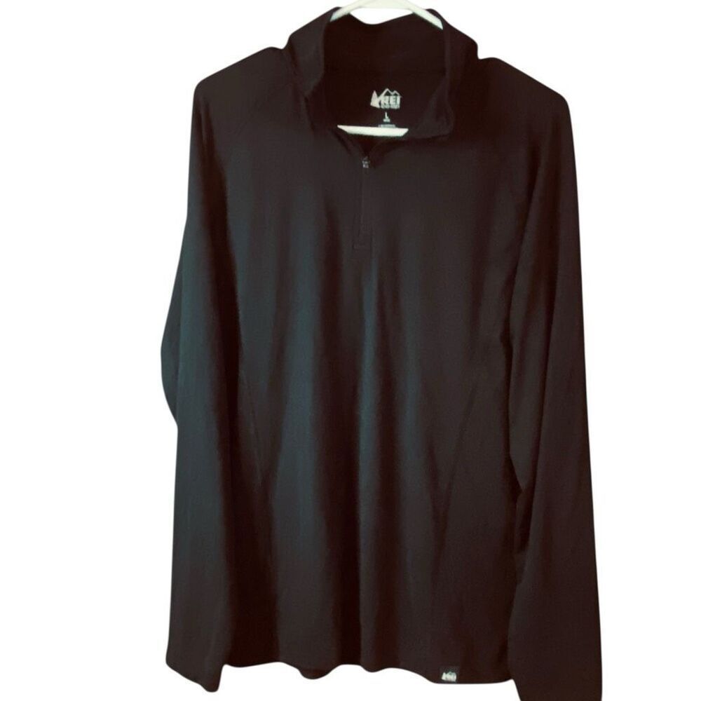 REI Co-op Performance Quarter Zip Pullover Black Mens L minimalist active